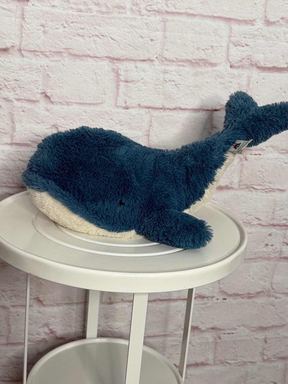 Jellycat Blue and Cream Whale Plush Pillow